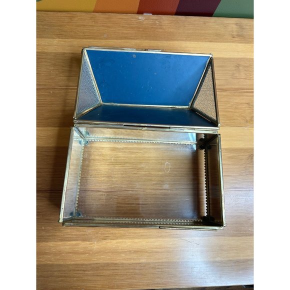 Vintage brass and glass mirrored jewellery box catch all - Picture 4 of 6